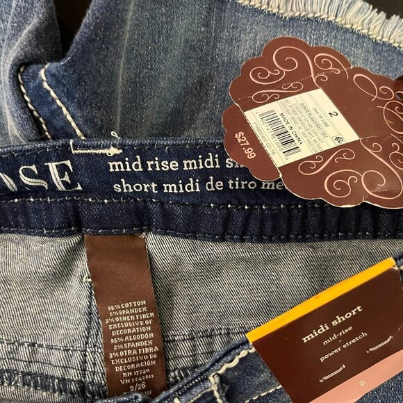 KNOX ROSE Women's Denim American Flag Mid-Rise Midi Short - Size 2 / 26 - NWT - Picture 4 of 4